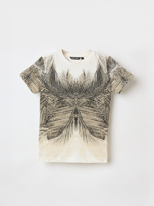 Antony Morato Boys Cream Graphic Crew Neck Tshirt