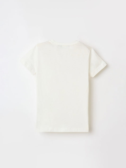 Antony Morato Boys Cream Placement Print Crew Neck Tshirt