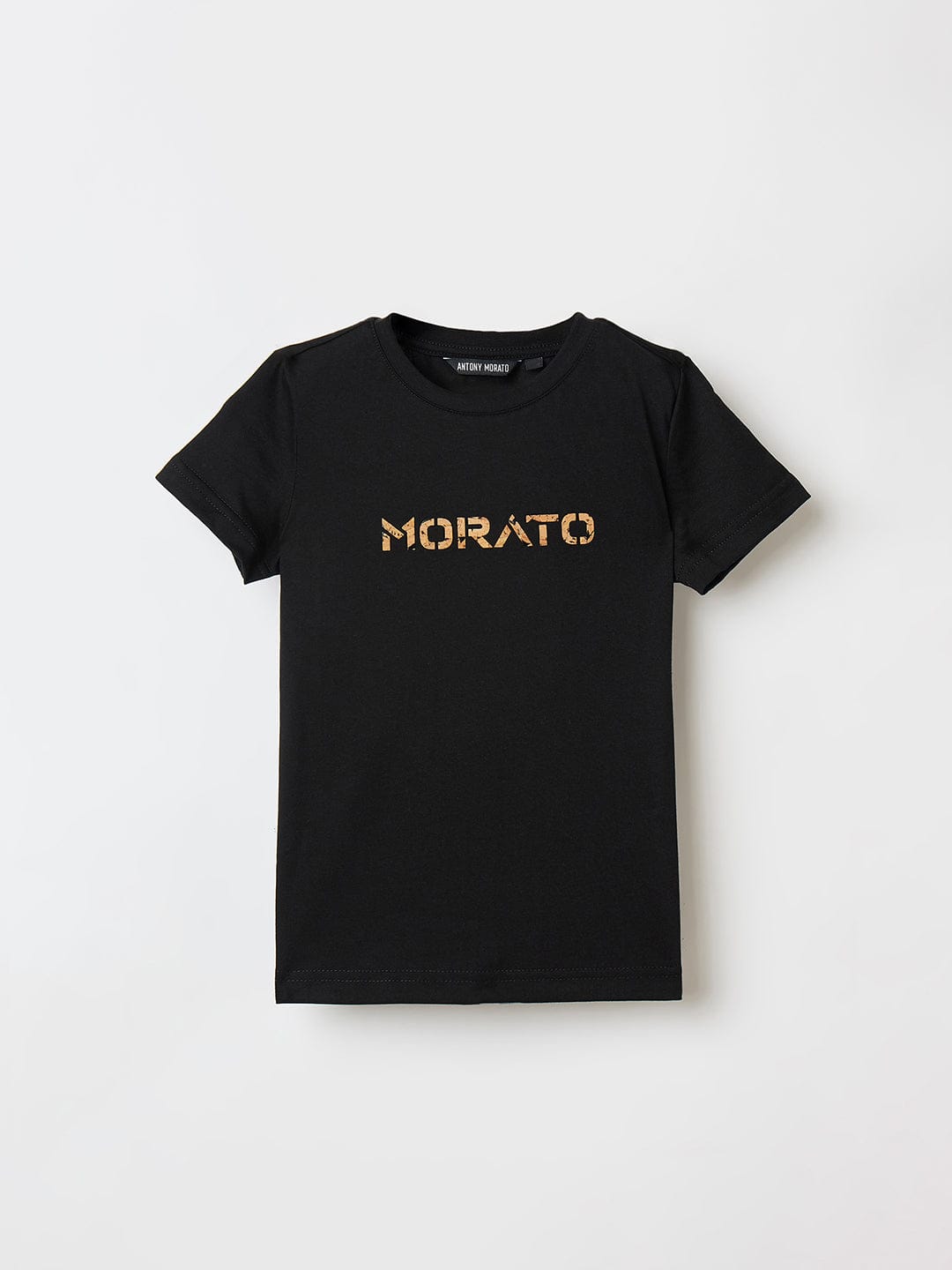 Antony Morato Boys Black Placement Print Crew Neck Tshirt