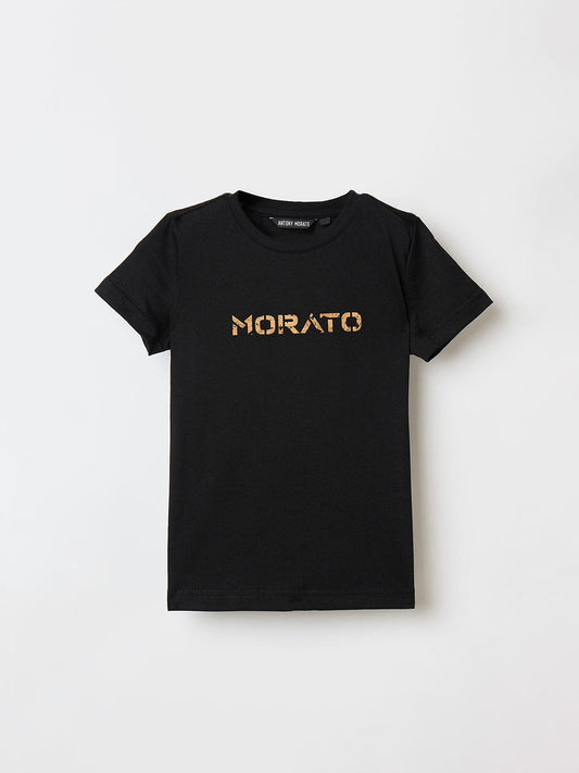 Antony Morato Boys Black Placement Print Crew Neck Tshirt