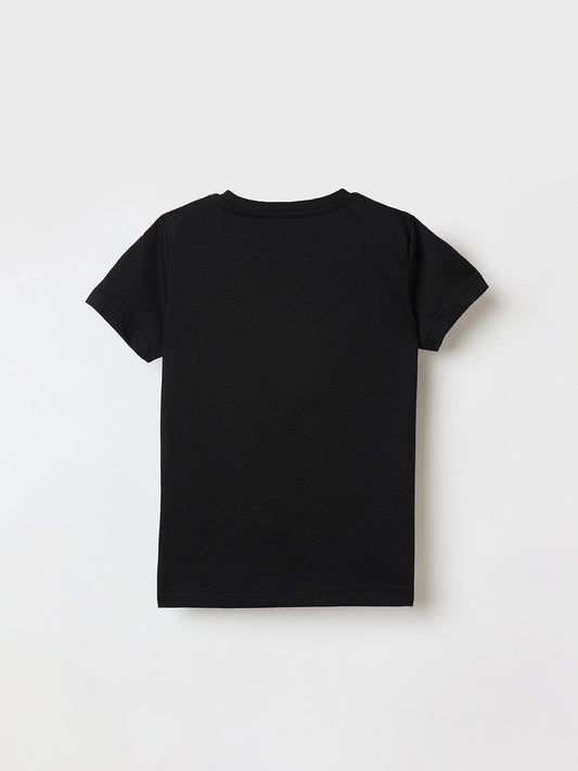 Antony Morato Boys Black Placement Print Crew Neck Tshirt