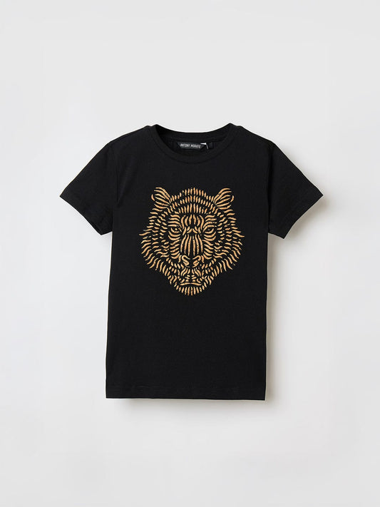 Antony Morato Boys Black Placement Print Crew Neck Tshirt