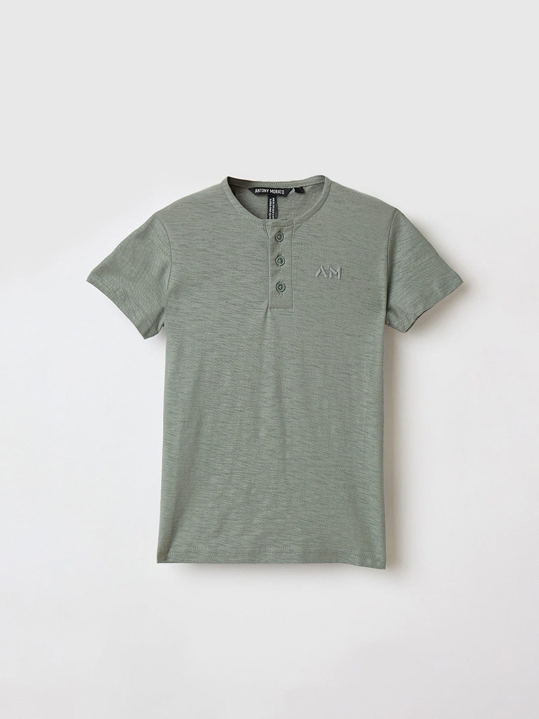 Antony Morato Boys Green Solid Crew Neck Tshirt