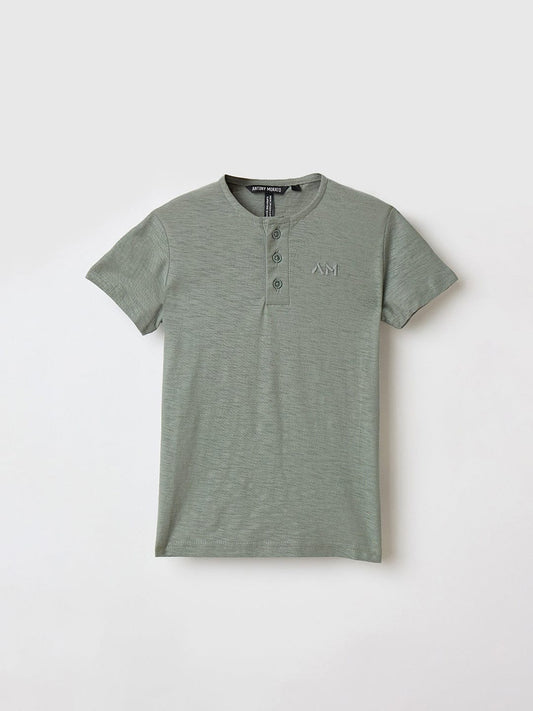 Antony Morato Boys Green Solid Crew Neck Tshirt