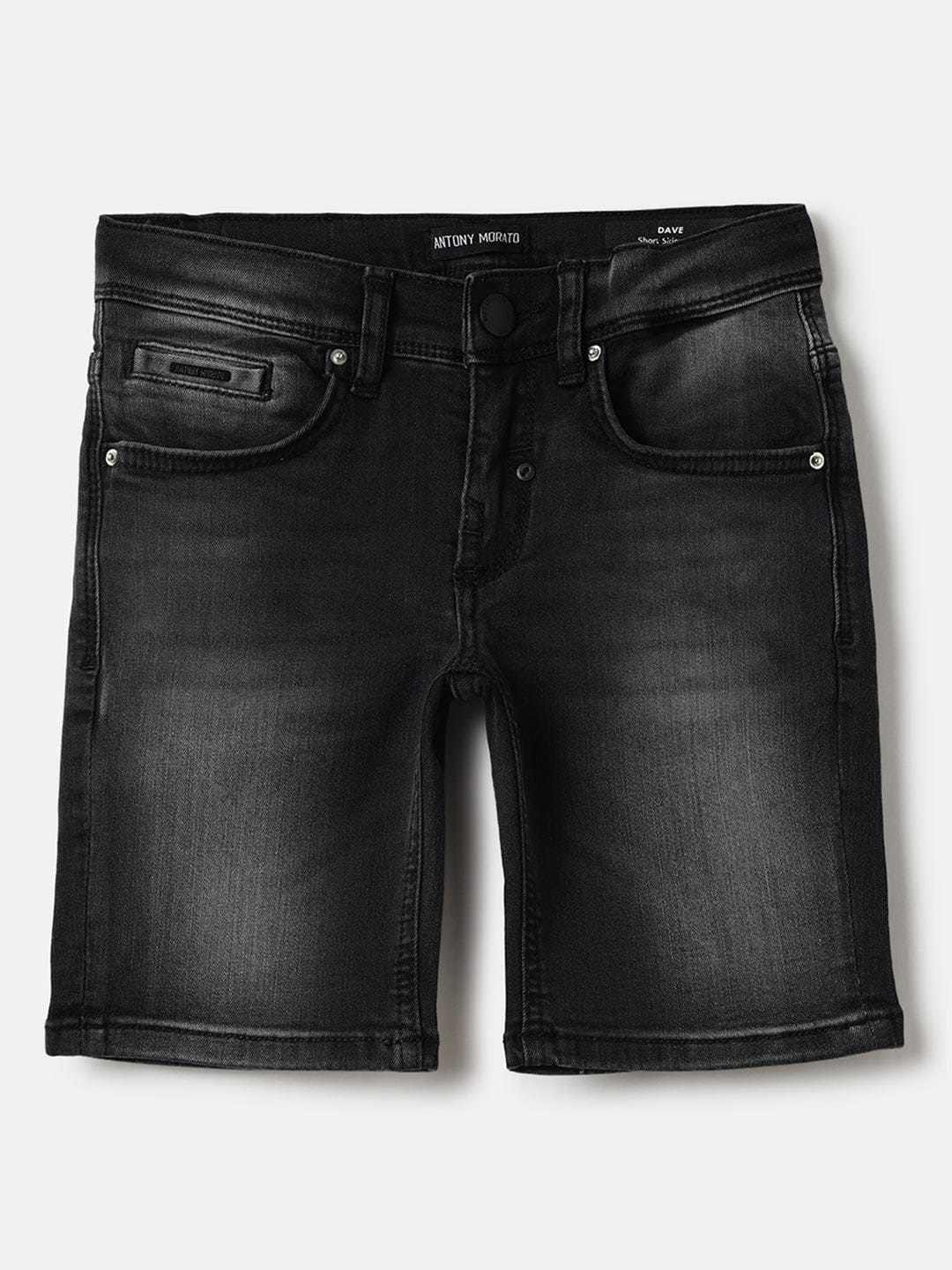 Antony Morato Boys Black Skinny Fit Washed Shorts