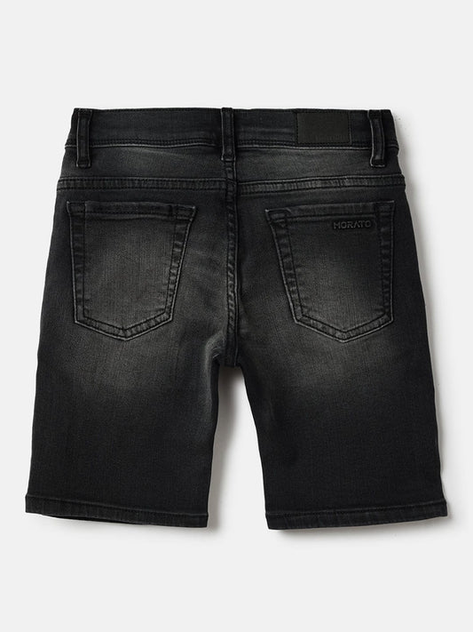 Antony Morato Boys Black Skinny Fit Washed Shorts