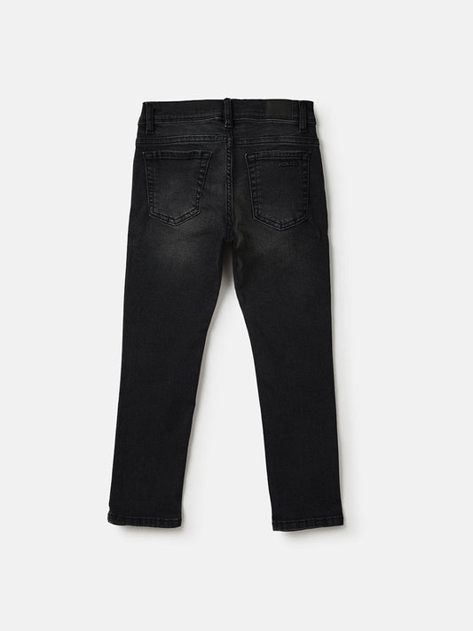 Antony Morato Boys Black Skinny Fit Washed Jeans