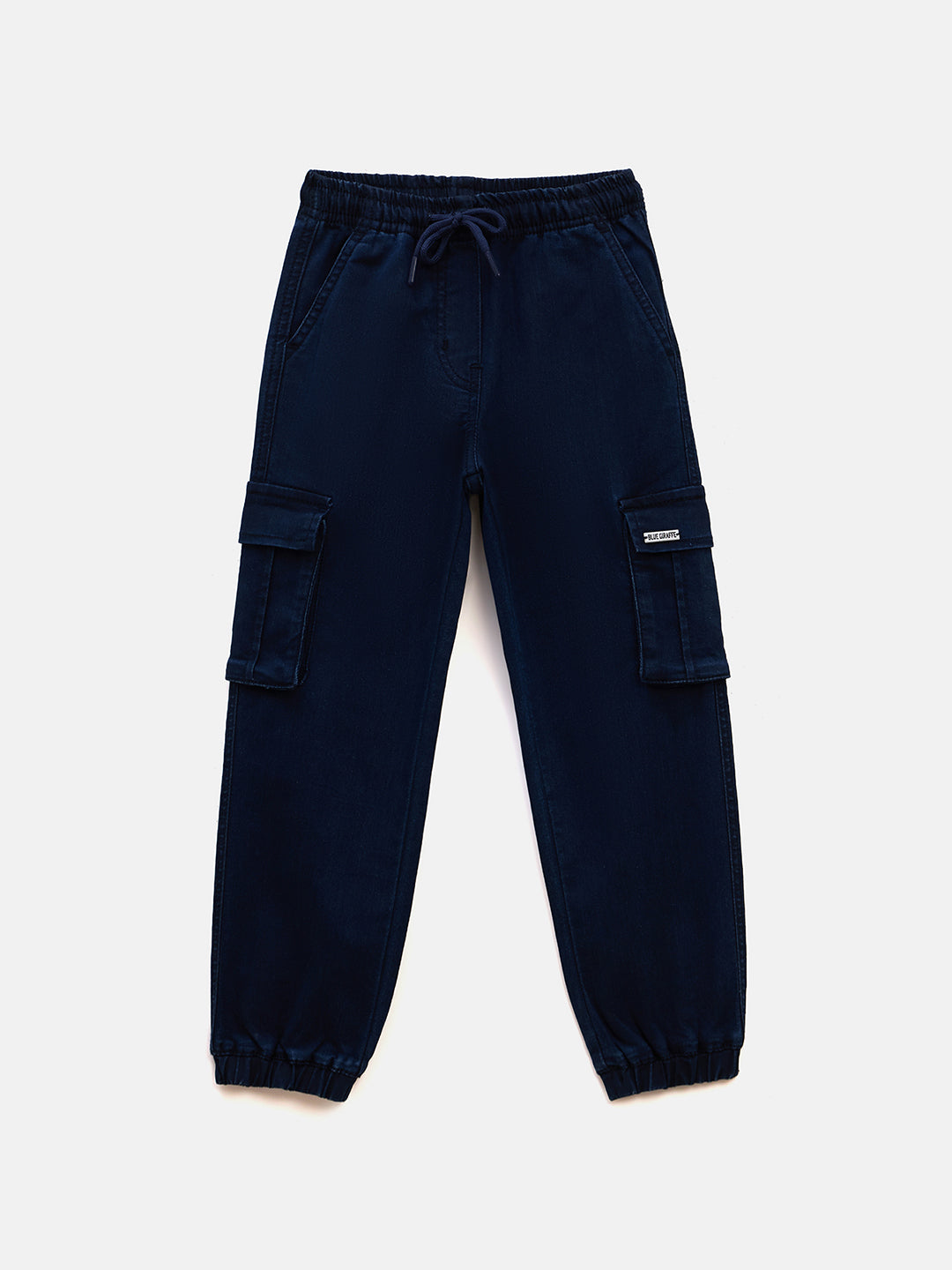 Blue Giraffe Girls Blue Loose Fit Solid Jeans