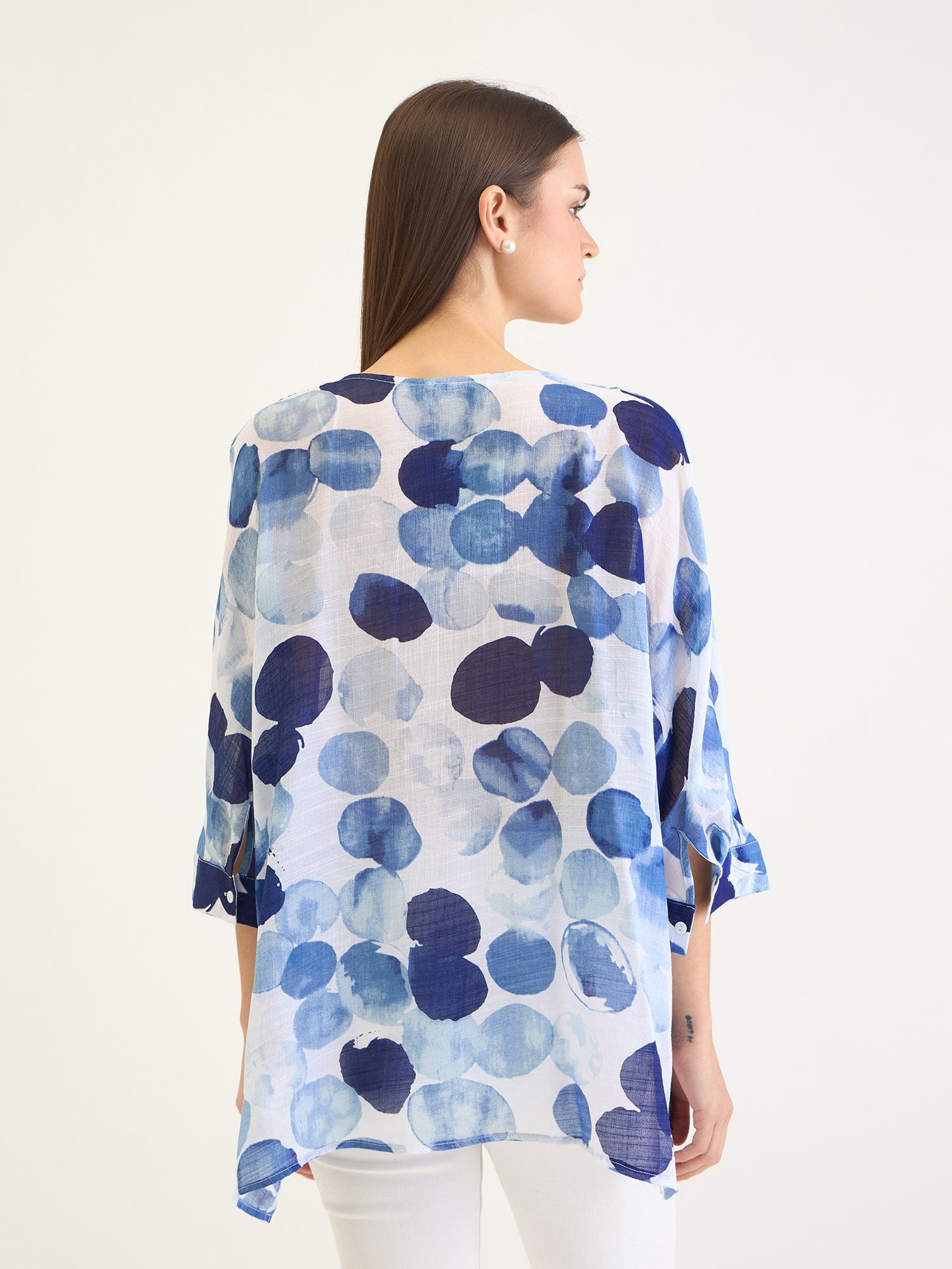 Elle Women Blue Aop V Neck Top