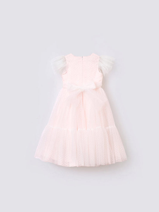 Blue Giraffe Girls Pink Solid Round Neck Dress