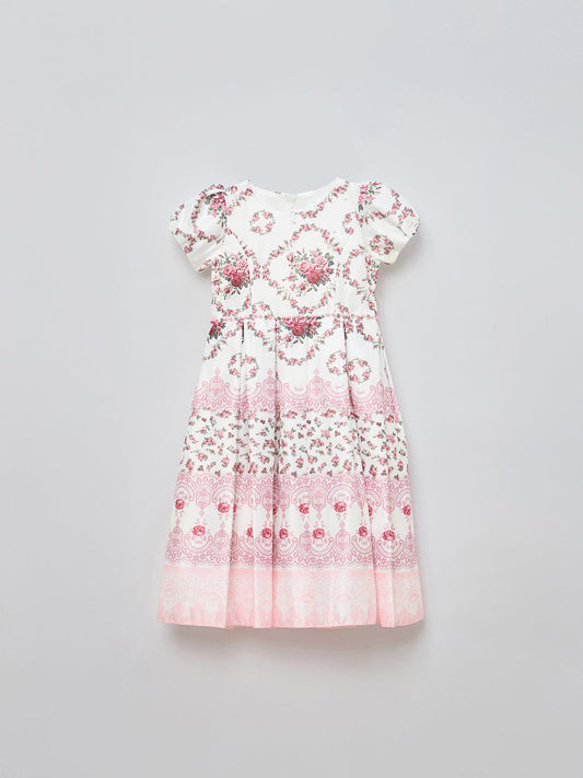 Blue Giraffe Girls Pink Solid V Neck Dress