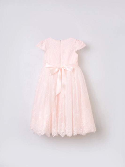 Blue Giraffe Girls Pink Solid Round Neck Dress