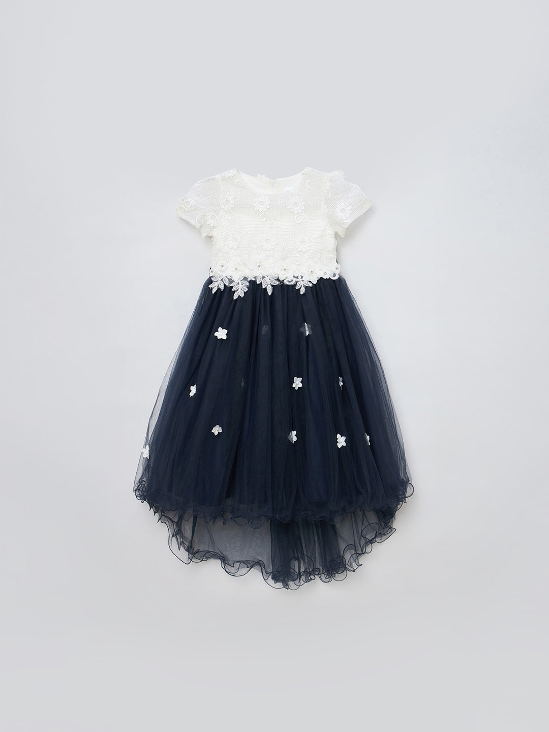 Blue Giraffe Girls Navy Solid Round Neck Dress