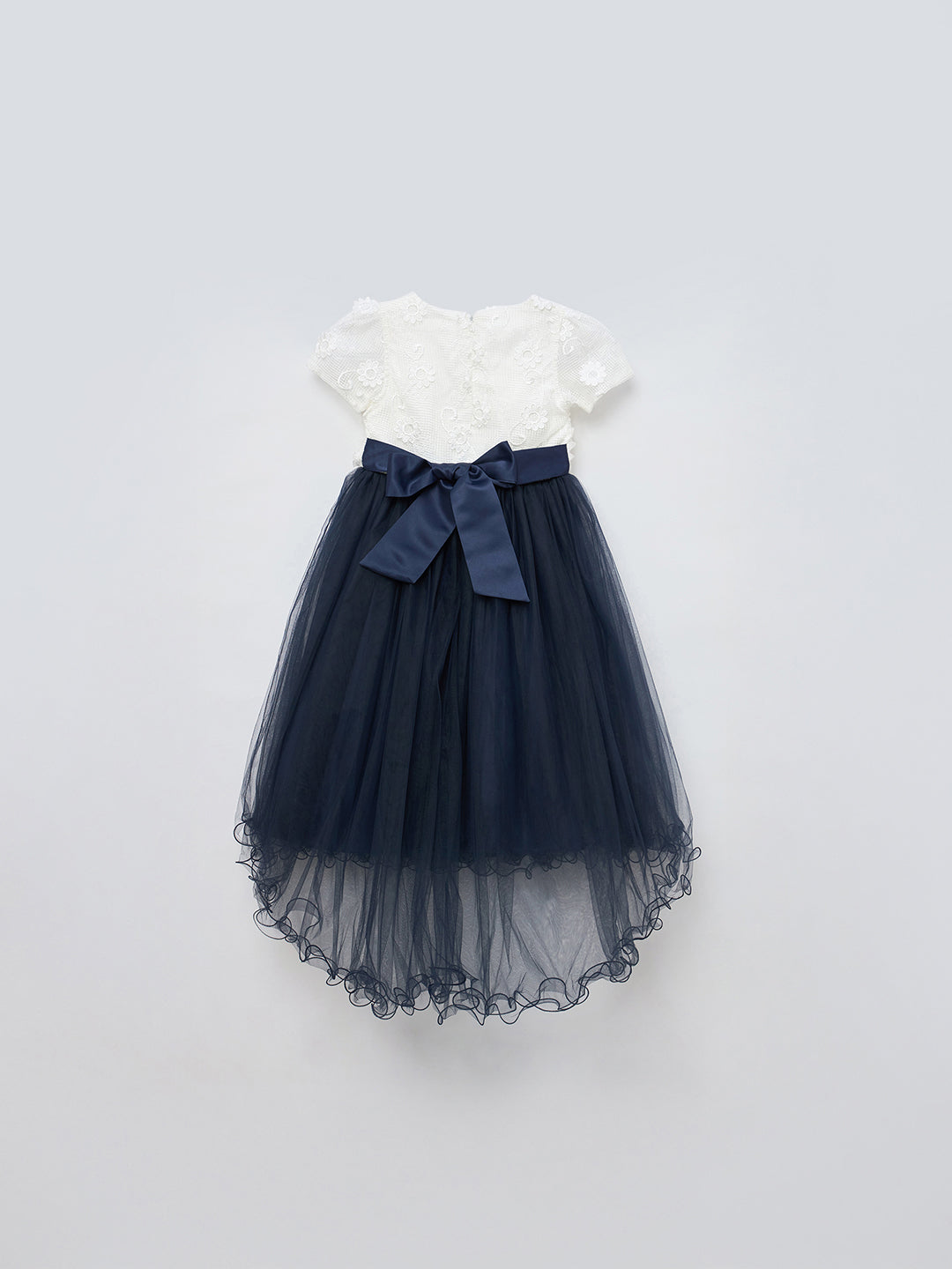 Blue Giraffe Girls Navy Solid Round Neck Dress