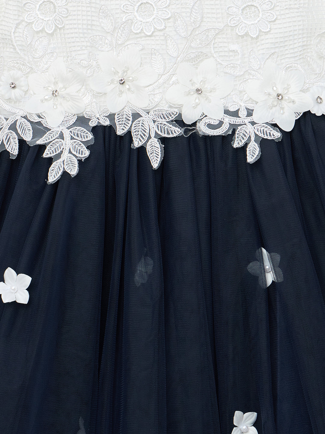 Blue Giraffe Girls Navy Solid Round Neck Dress