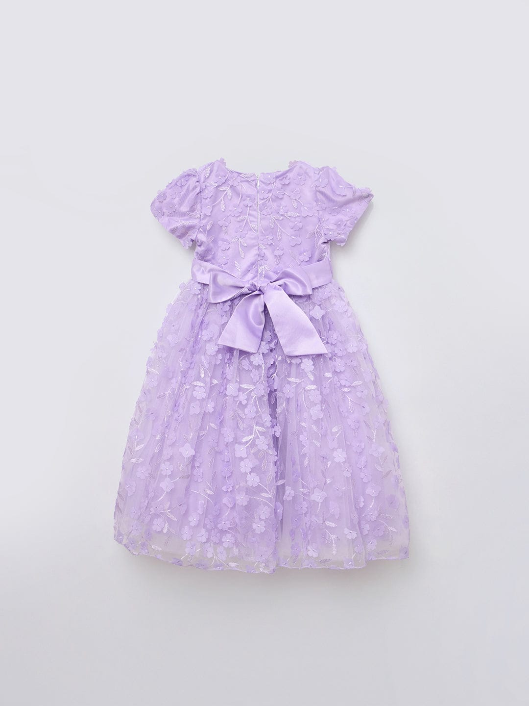 Blue Giraffe Girls Purple Solid Round Neck Dress