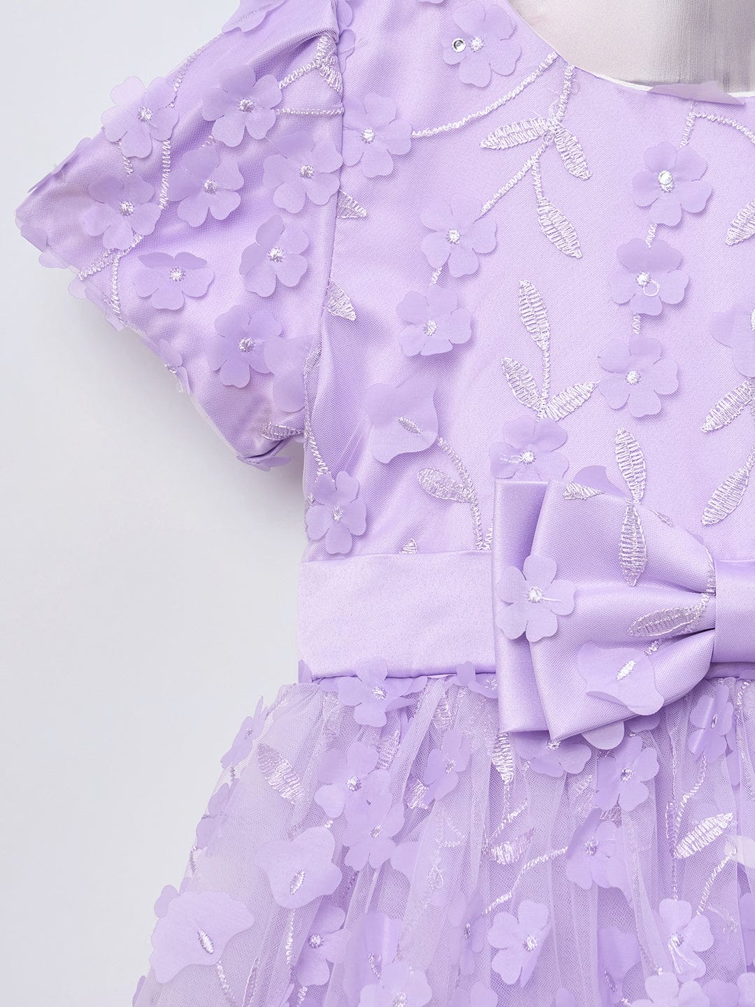 Blue Giraffe Girls Purple Solid Round Neck Dress