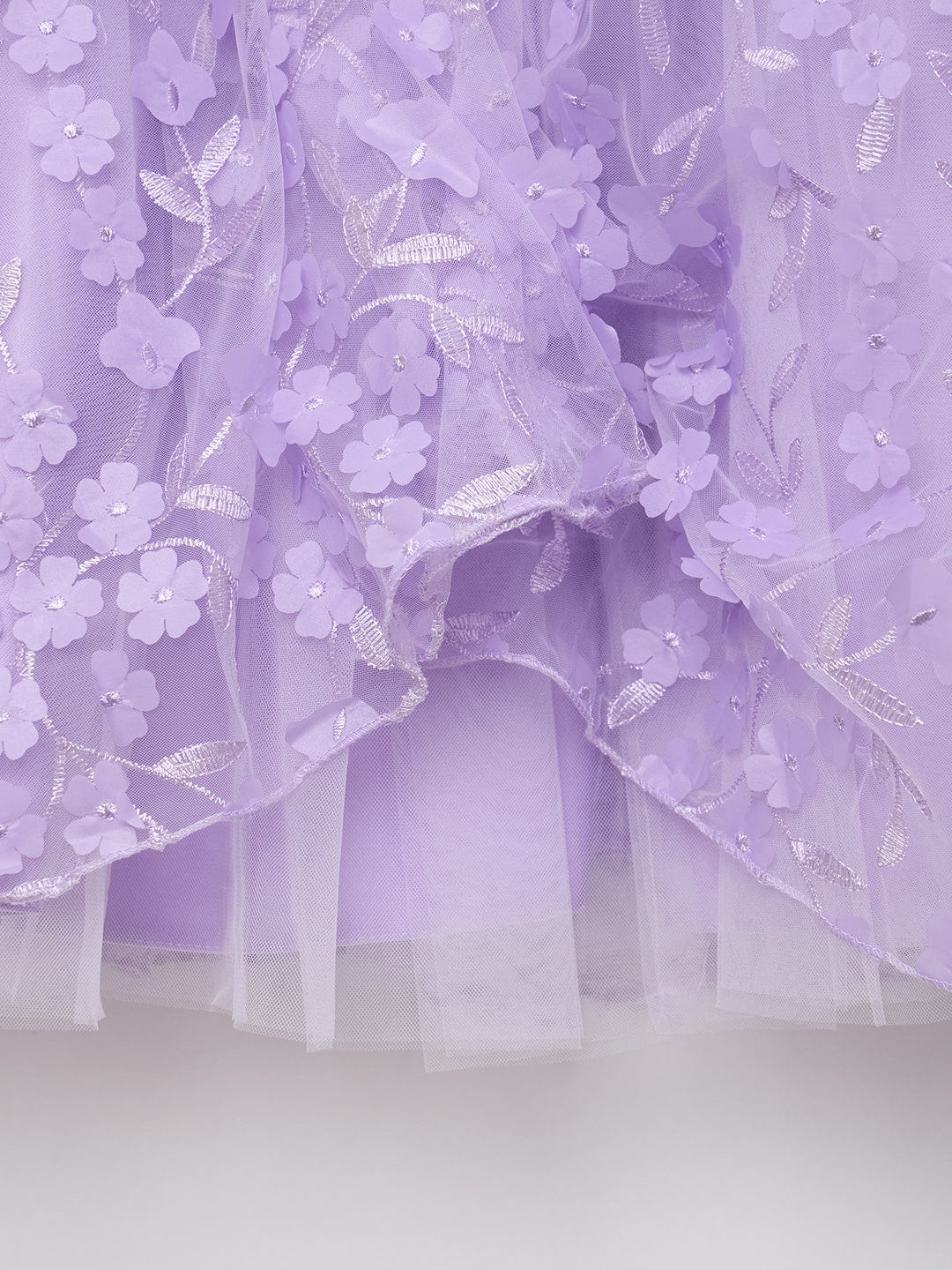 Blue Giraffe Girls Purple Solid Round Neck Dress