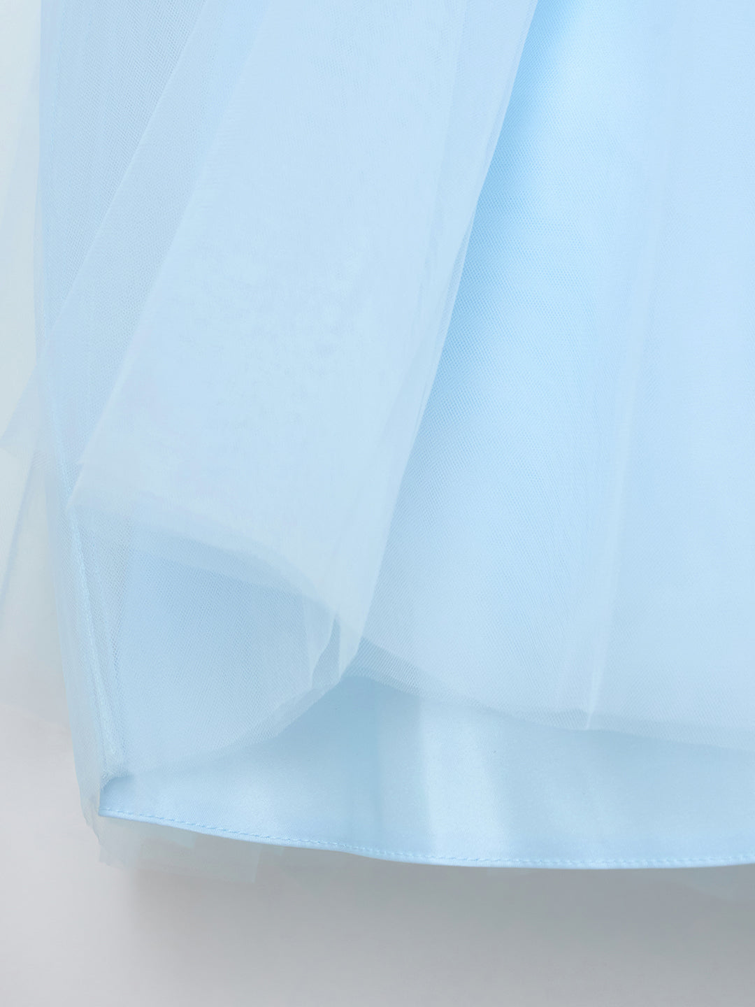 Blue Giraffe Girls Blue Solid Round Neck Dress