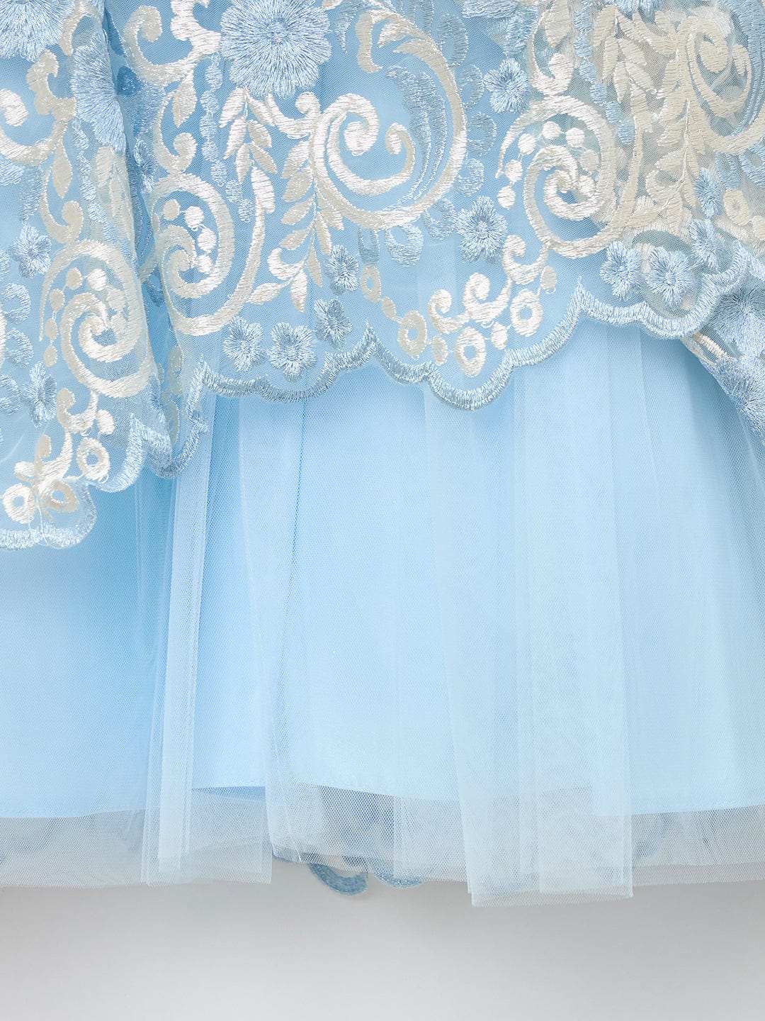 Blue Giraffe Girls Blue Solid Round Neck Dress