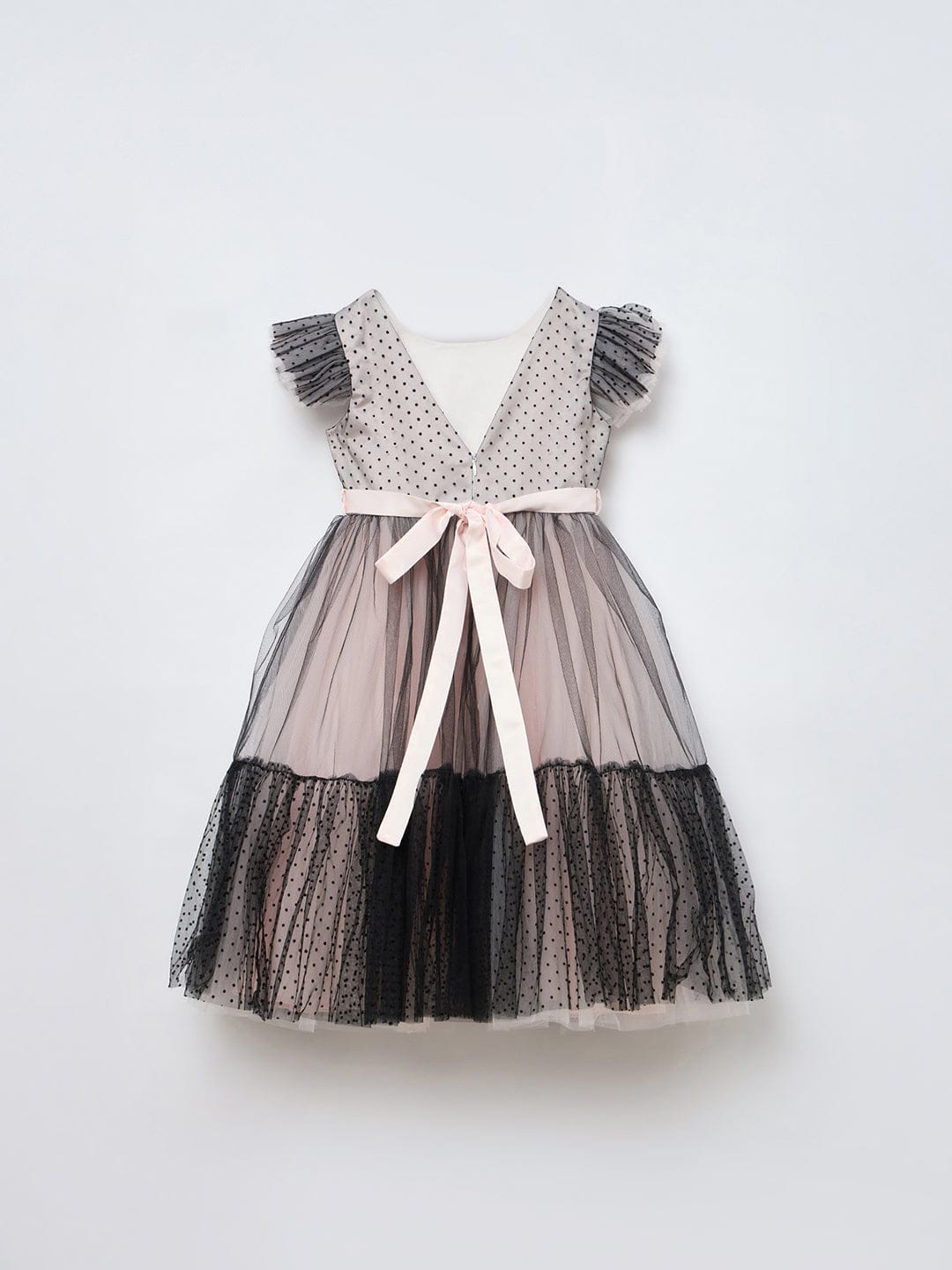 Blue Giraffe Girls Black Solid U Neck Dress