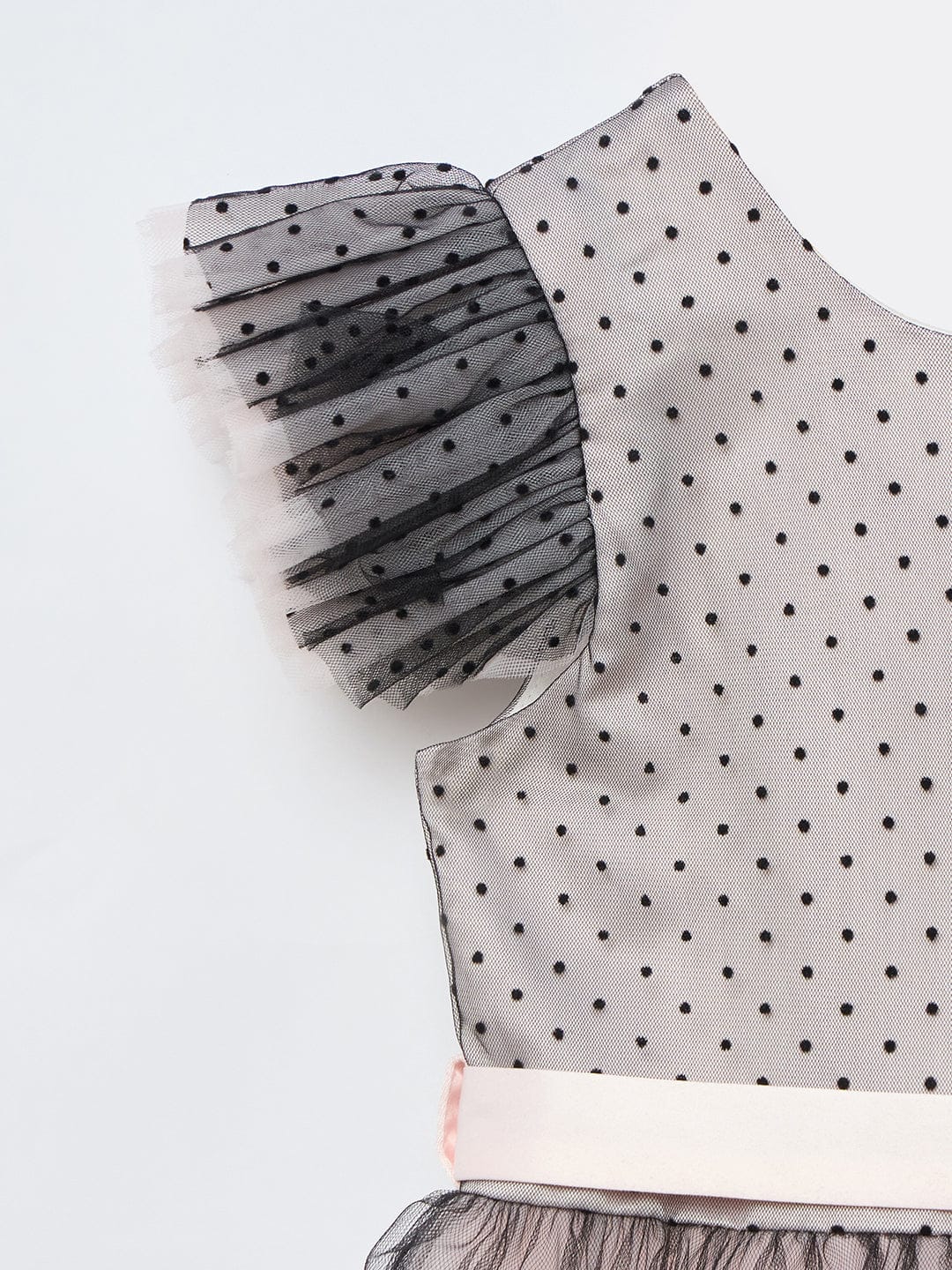 Blue Giraffe Girls Black Solid U Neck Dress