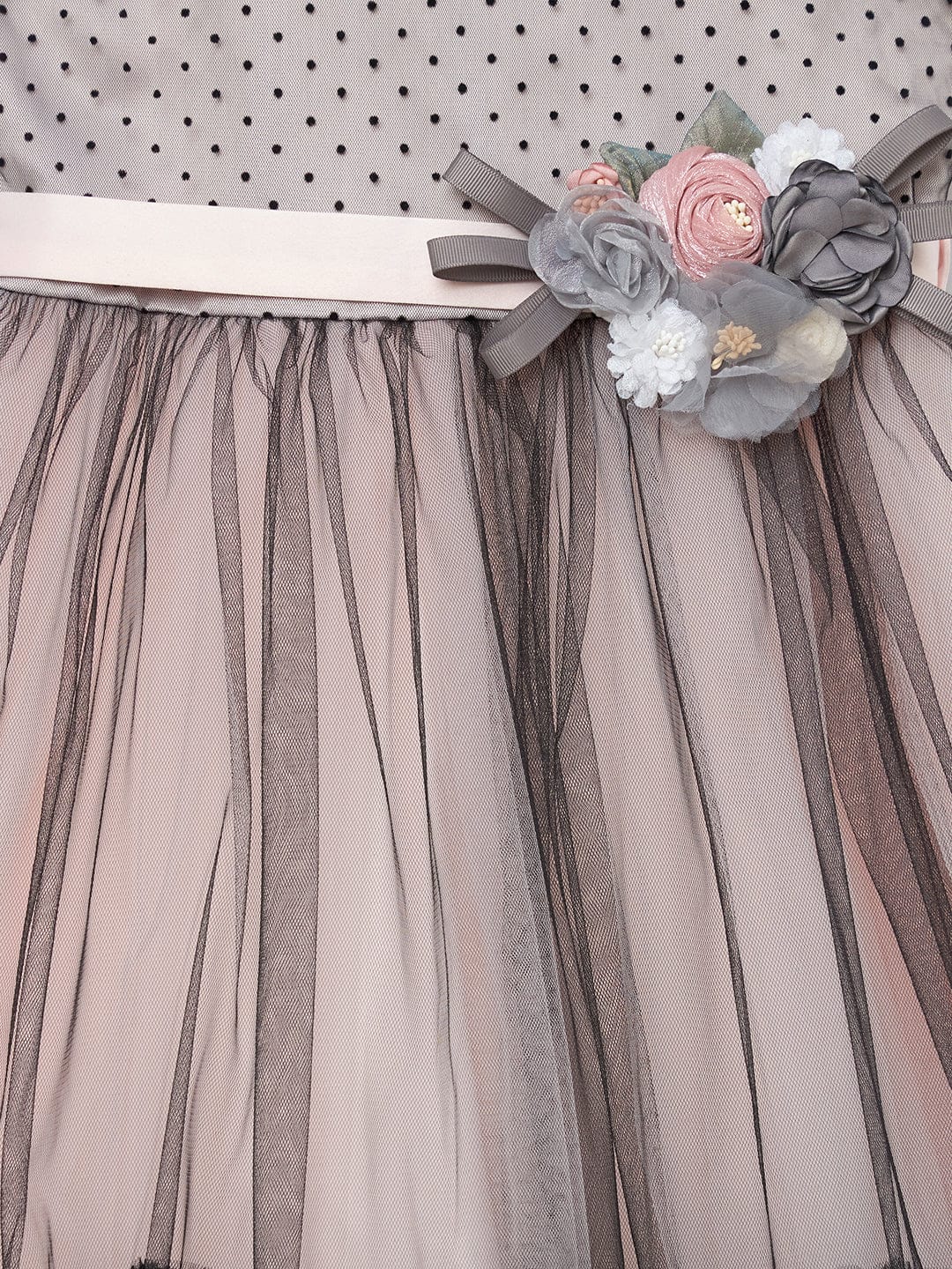 Blue Giraffe Girls Black Solid U Neck Dress