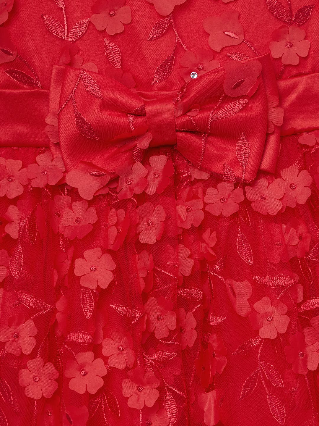 Blue Giraffe Girls Red Solid U Neck Dress