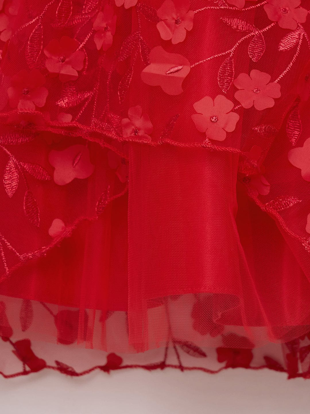 Blue Giraffe Girls Red Solid U Neck Dress