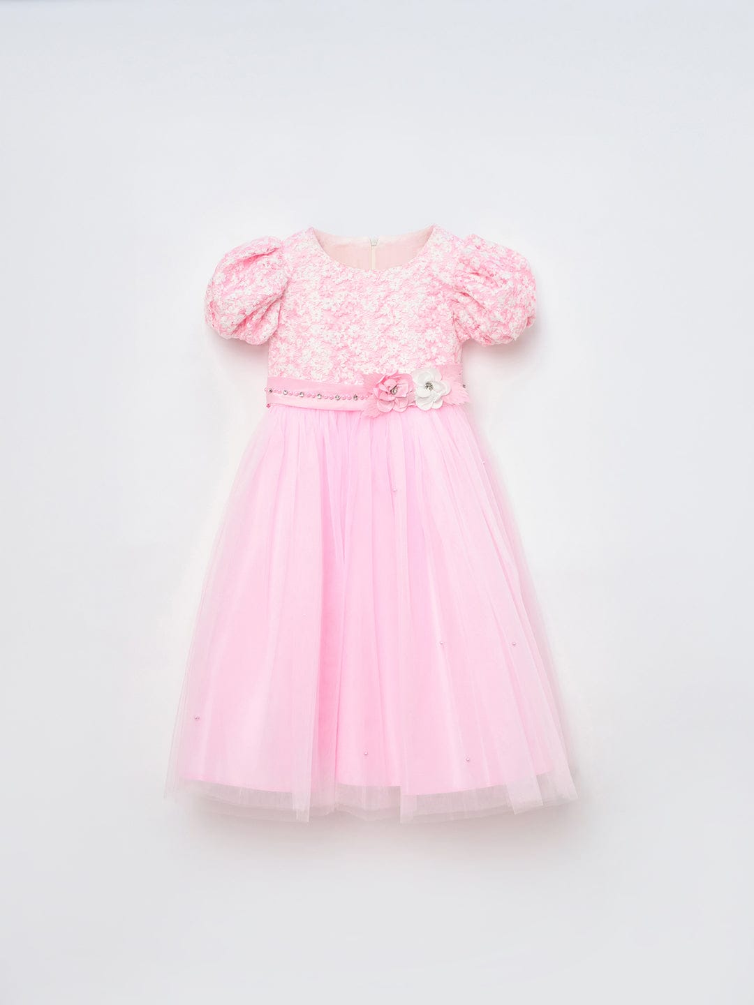 Blue Giraffe Girls Pink Solid U Neck Dress