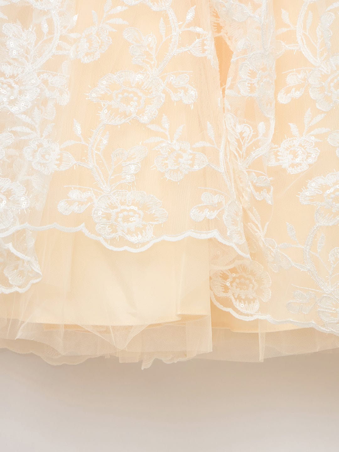 Blue Giraffe Girls Cream Solid U Neck Dress