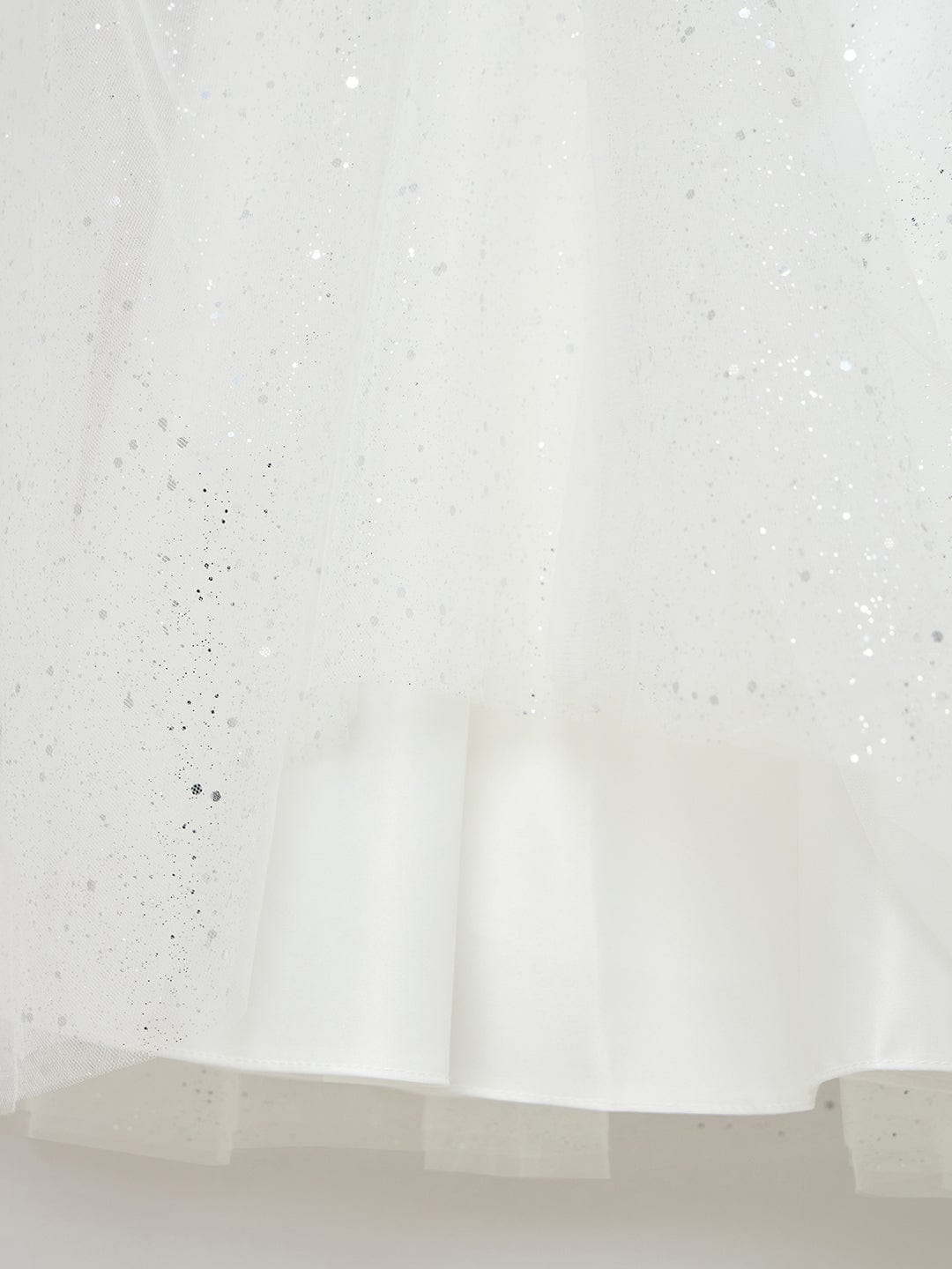 Blue Giraffe Girls White Solid U Neck Dress