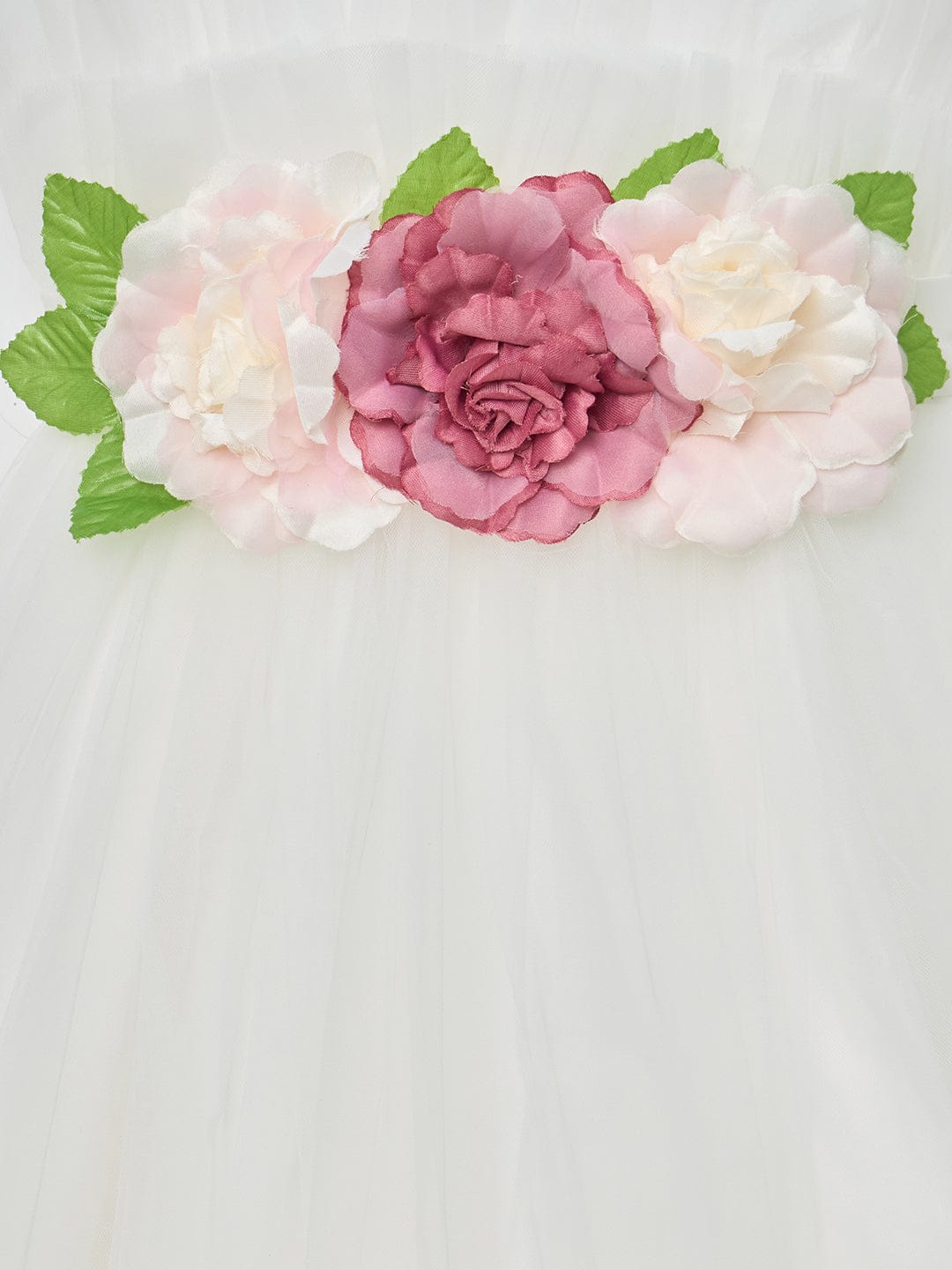 Blue Giraffe Girls White Solid U Neck Dress