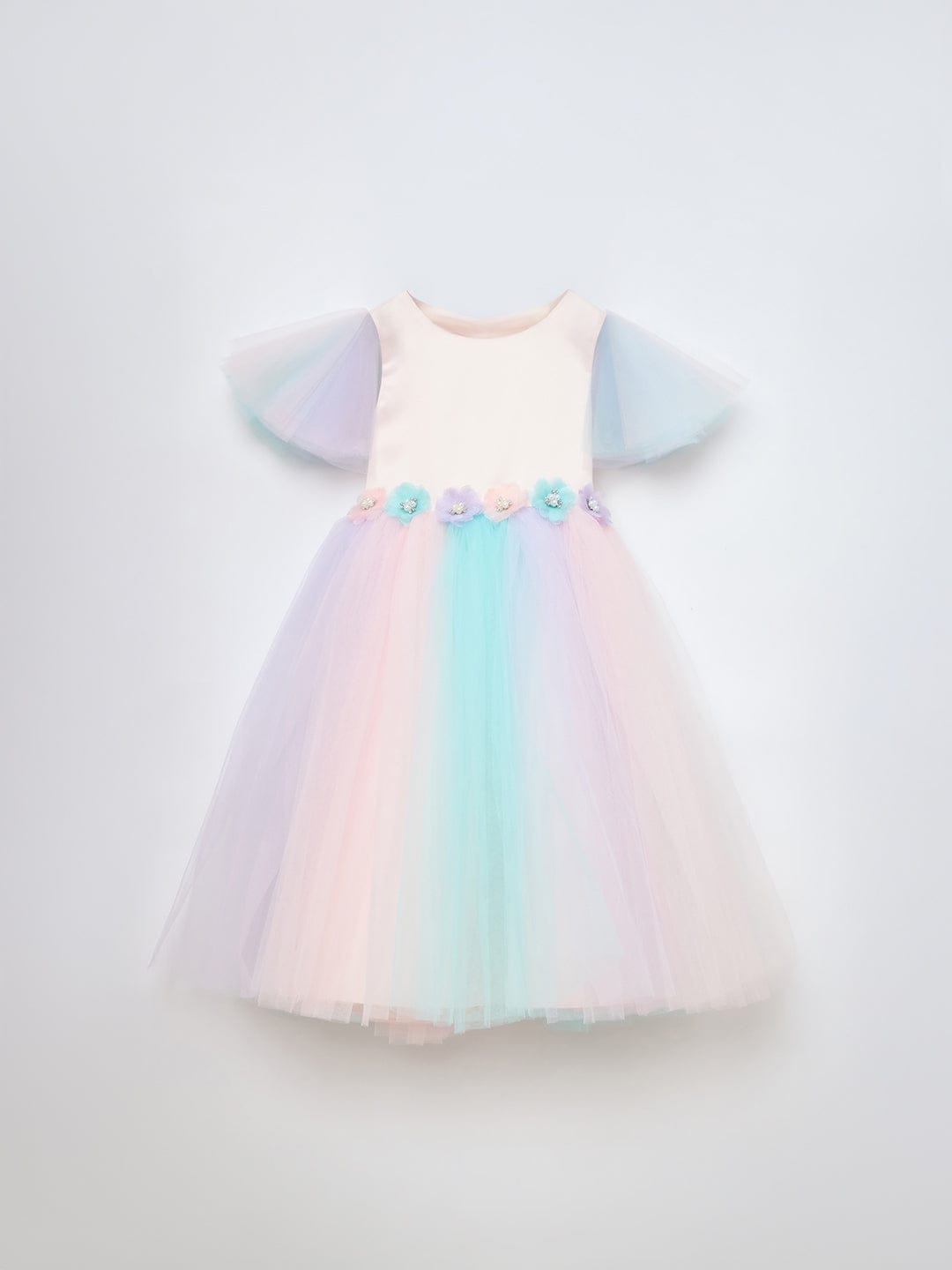 Blue Giraffe Girls Multicolor Solid U Neck Dress