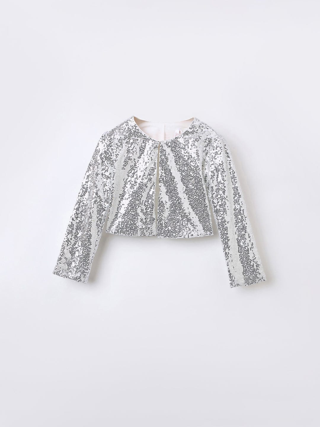 Blue Giraffe Girls Silver Solid U Neck Top