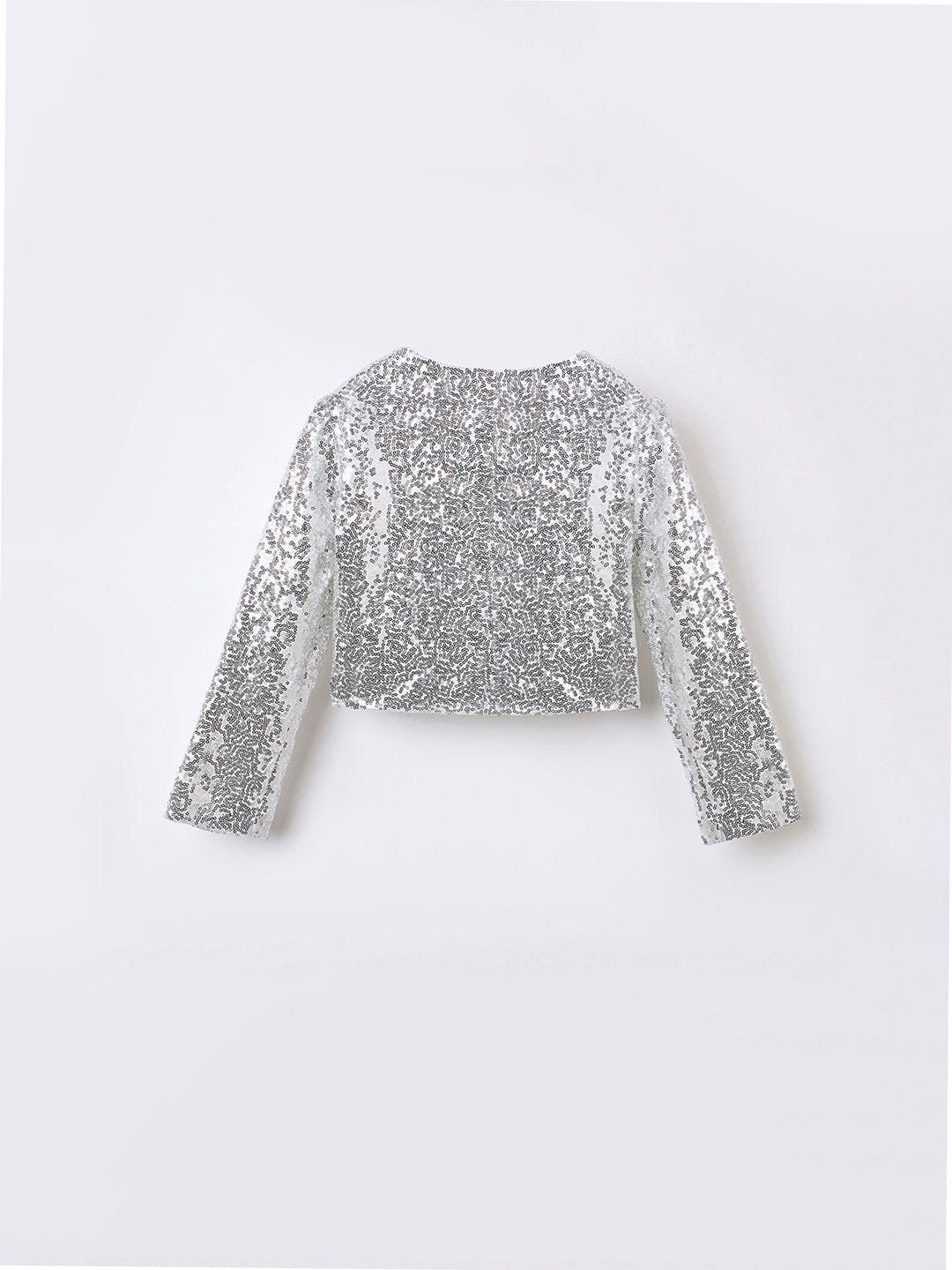 Blue Giraffe Girls Silver Solid U Neck Top