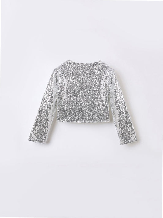 Blue Giraffe Girls Silver Solid U Neck Top