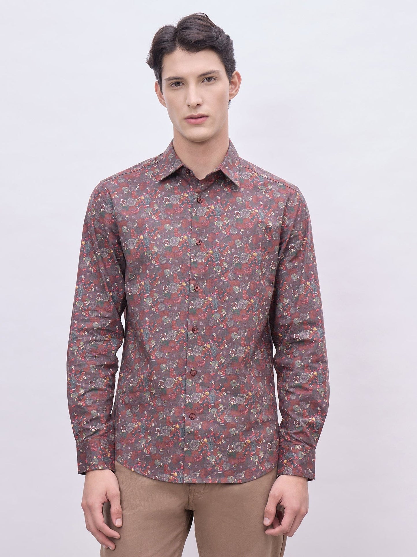 Iconic Men Multicolor Printed Collar Shirt