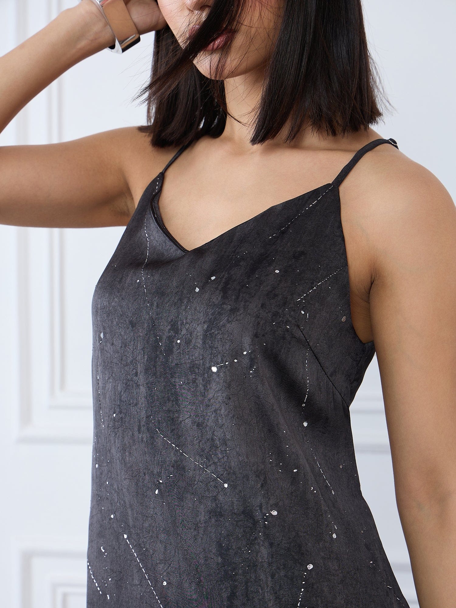 Iconic Women Black V Neck Dress