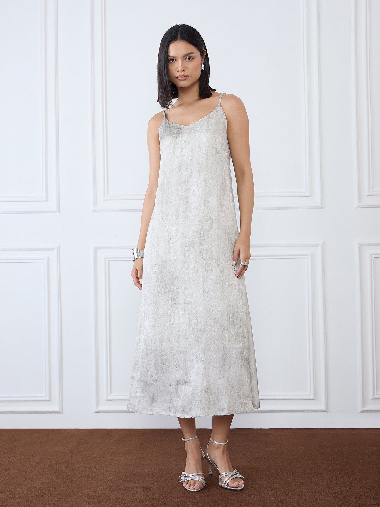 Iconic Women Grey V Neck Dress