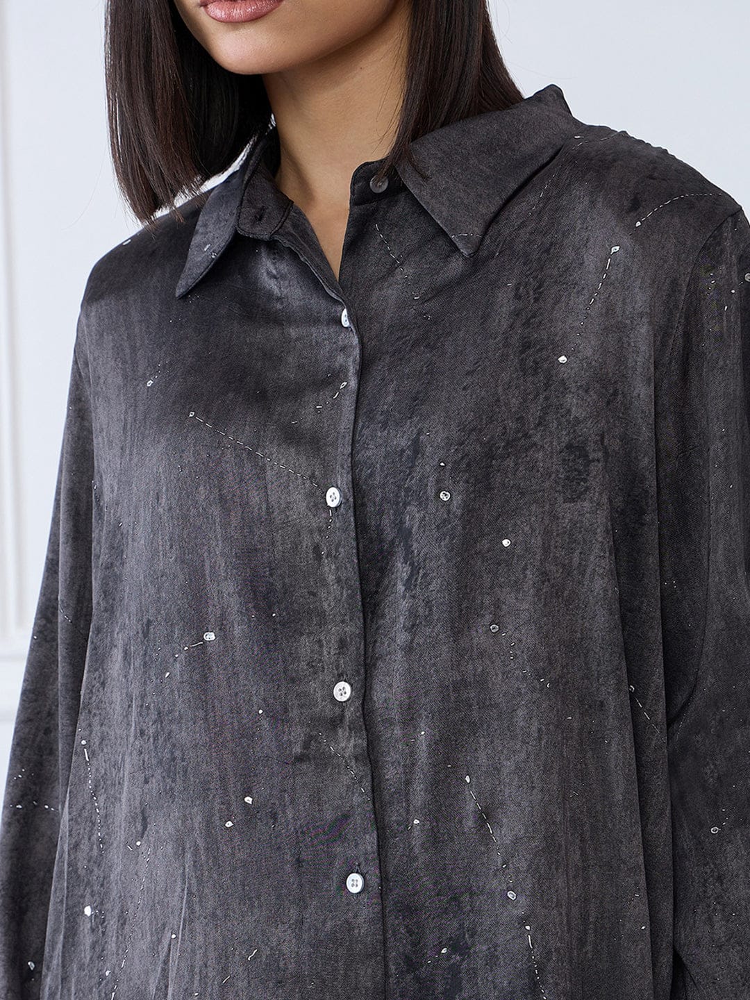 Iconic Women Black Collar Shirt