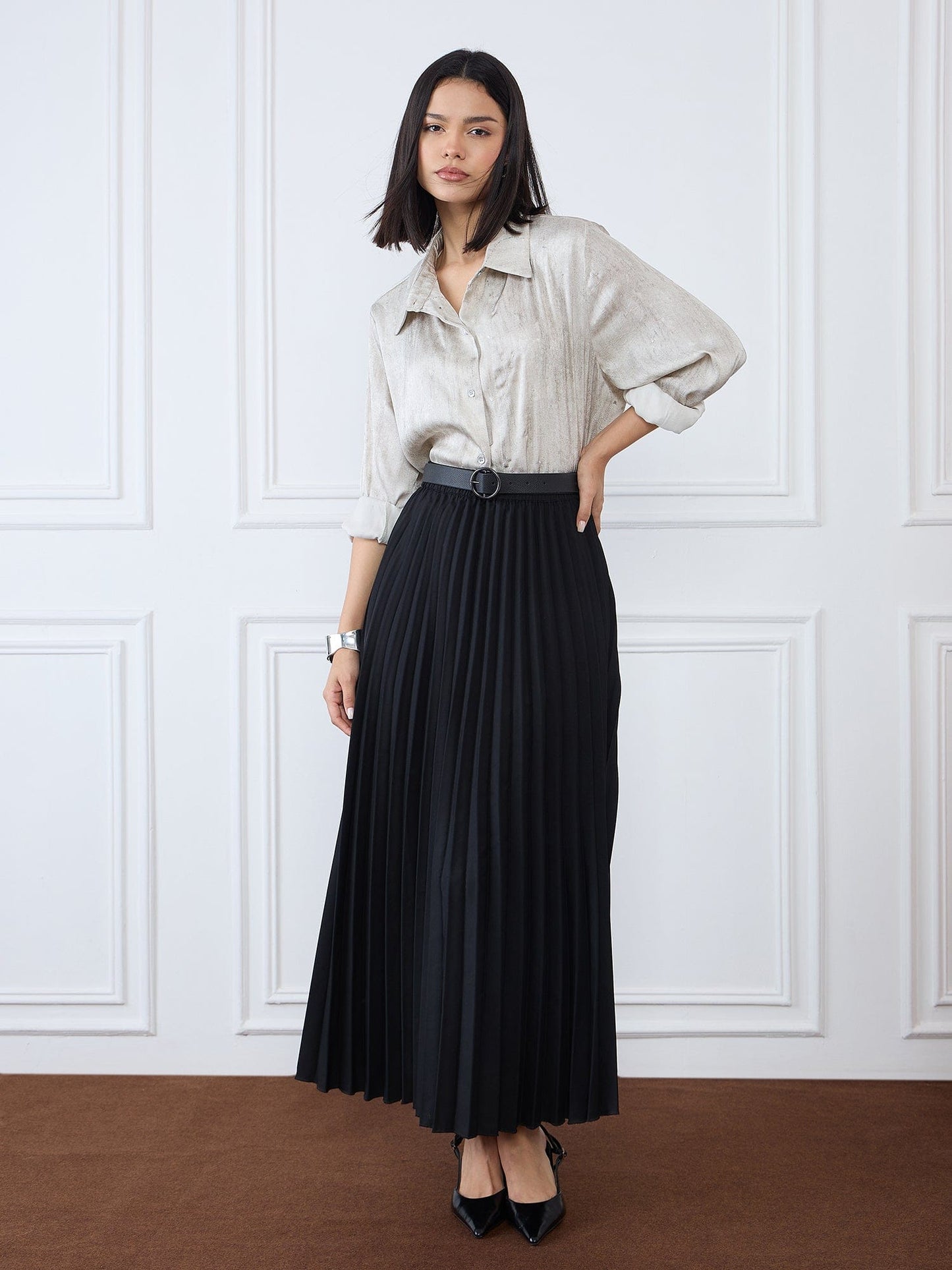 Iconic Women Grey Collar Shirt