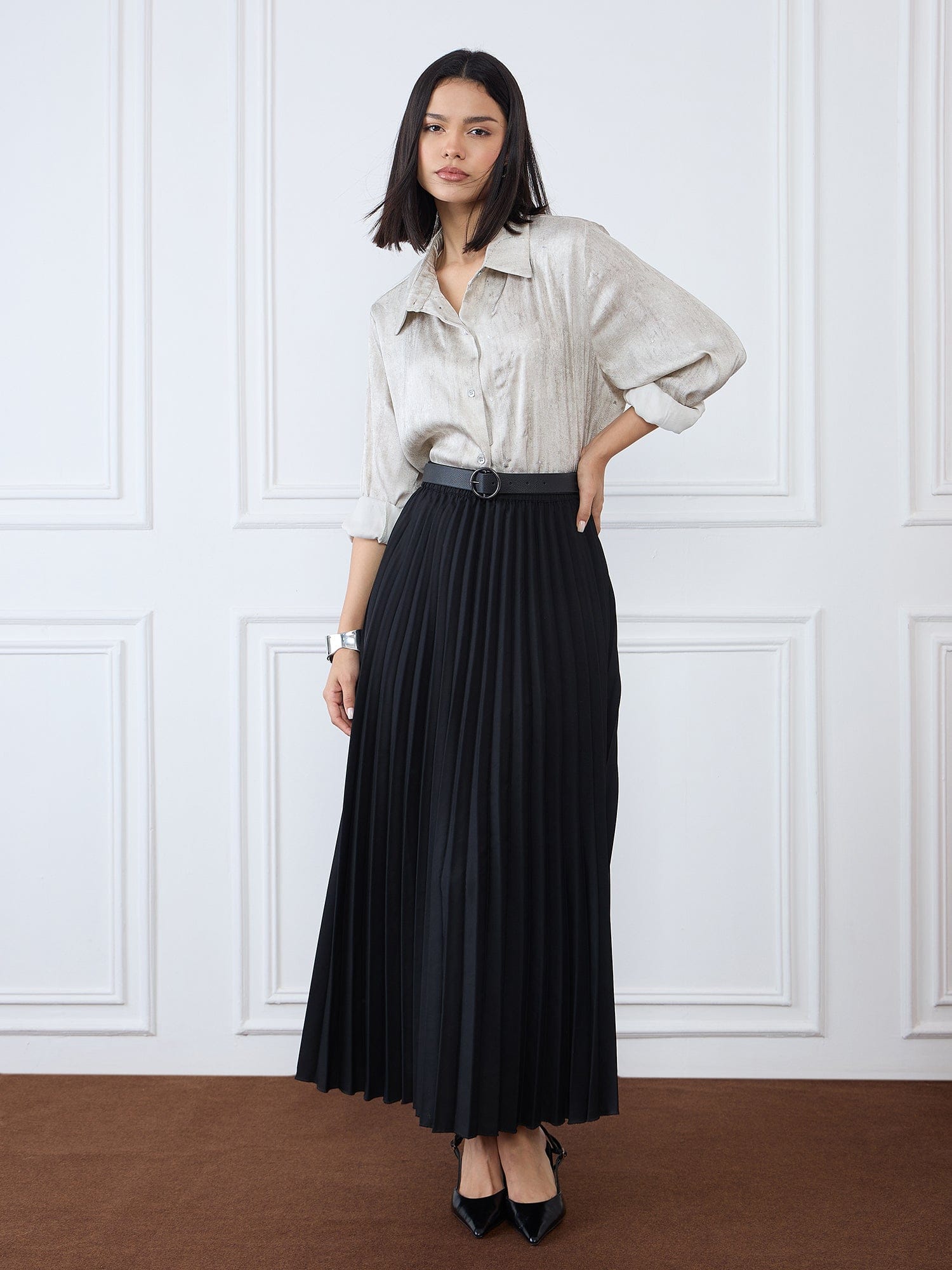 Iconic Women Grey Collar Shirt