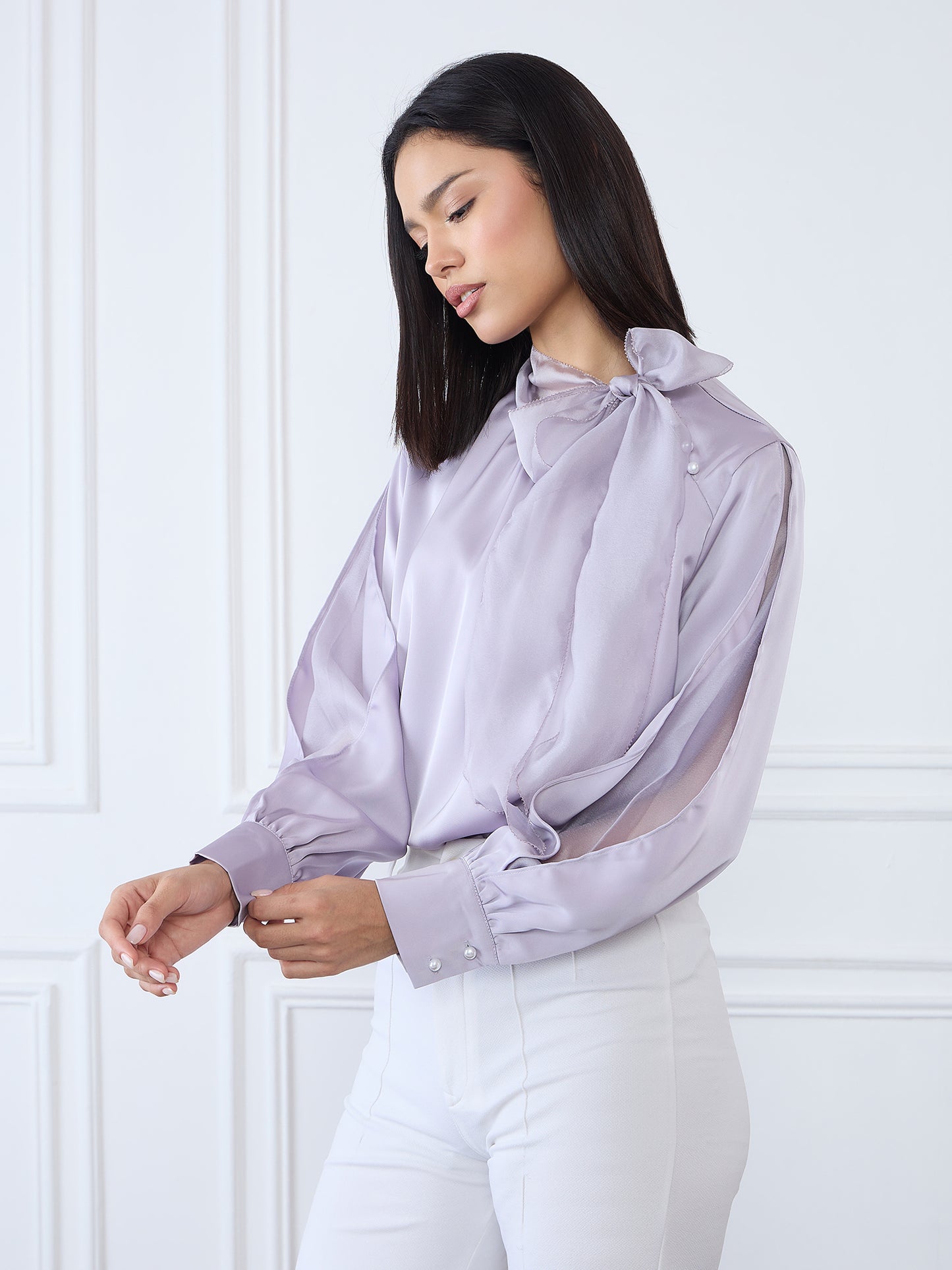 Iconic Women Purple Solid Round Neck Top