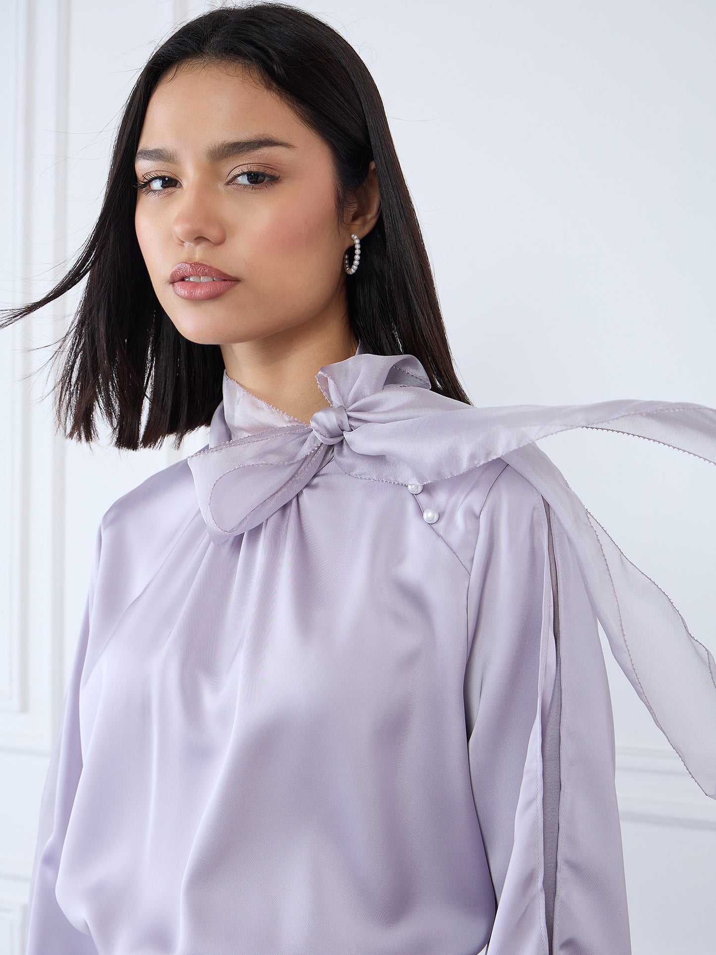 Iconic Women Purple Solid Round Neck Top