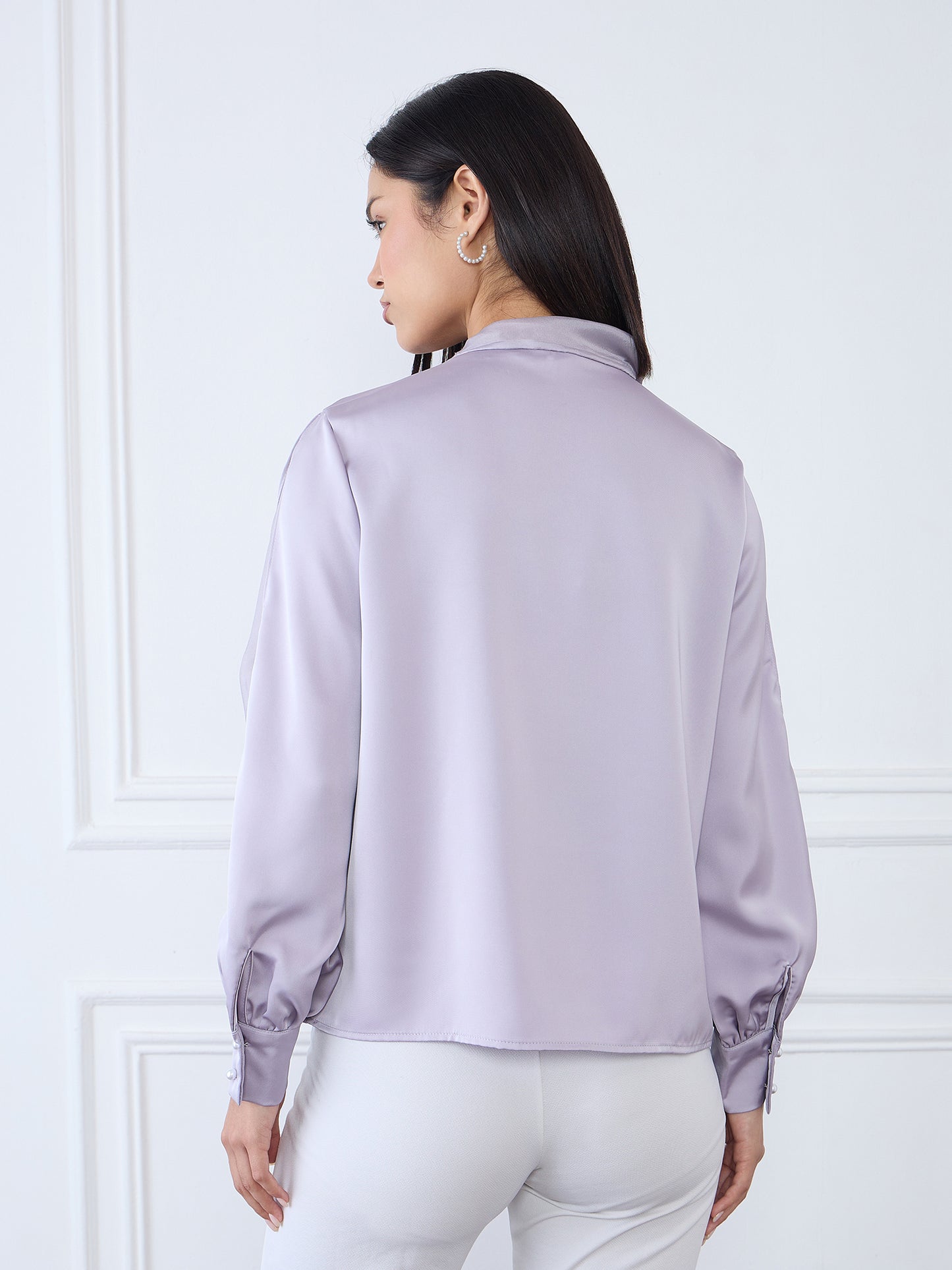 Iconic Women Purple Solid Round Neck Top