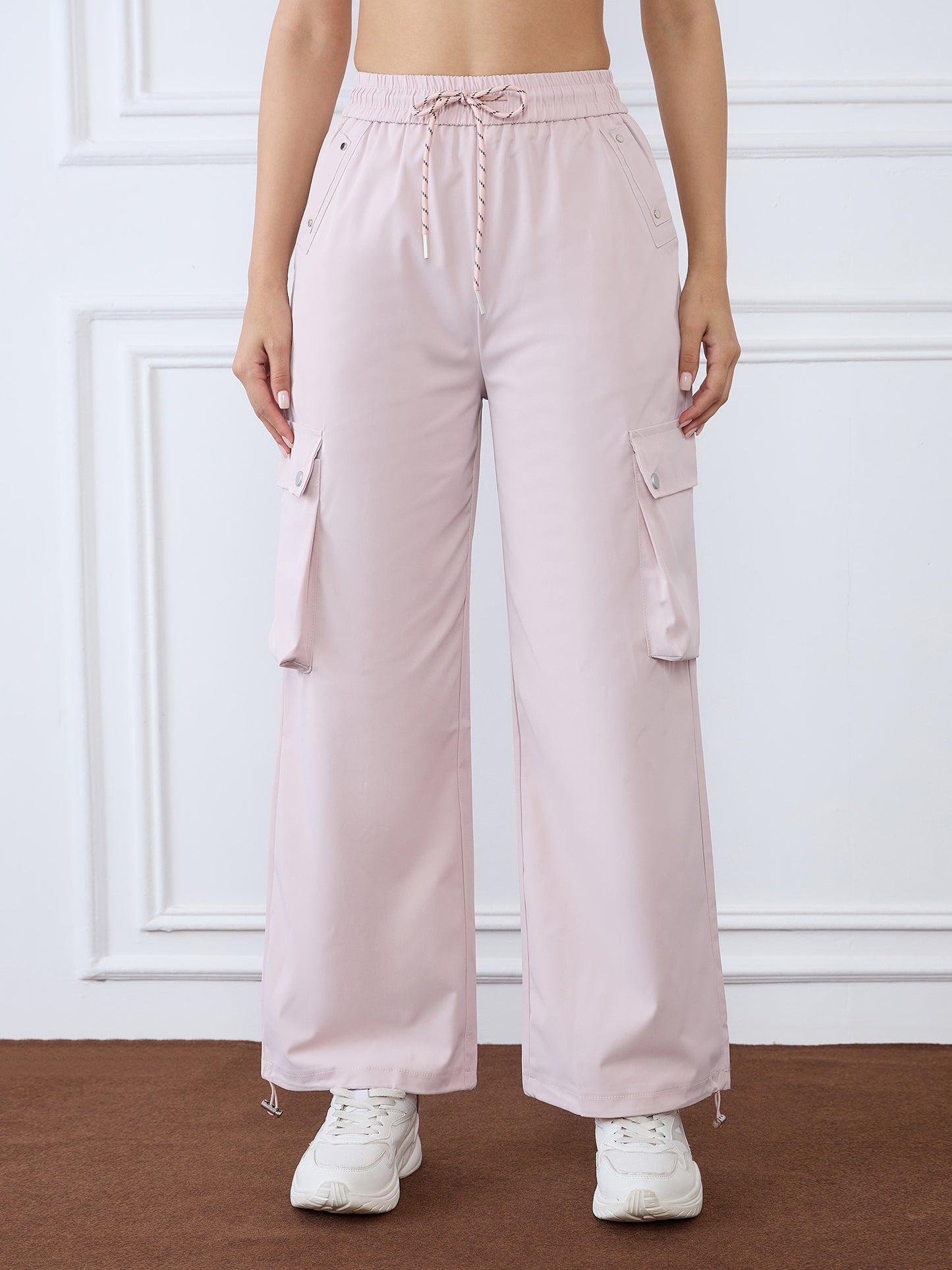 Iconic Women Pink Cargo Fit Solid Trouser