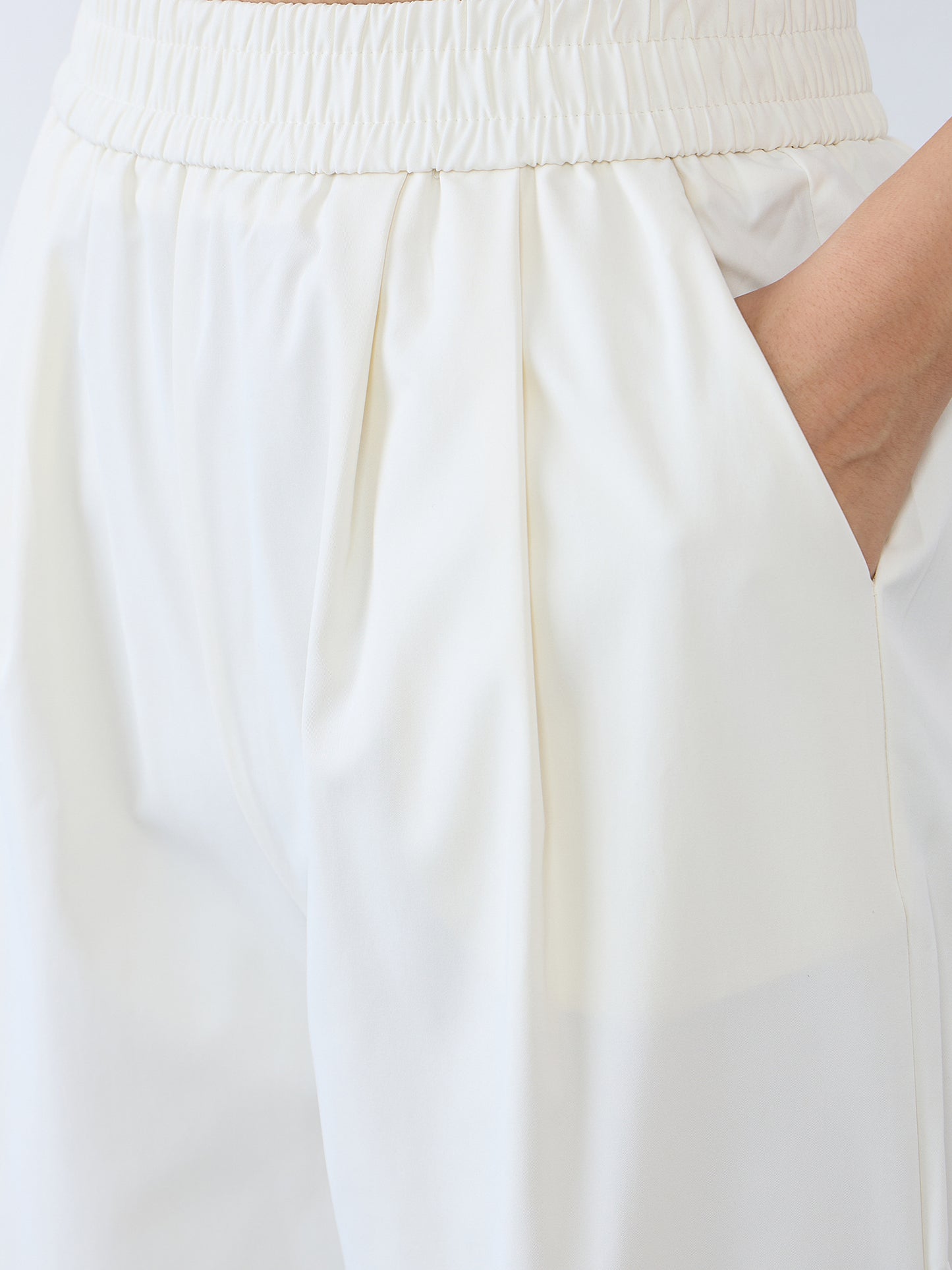 Iconic Women Beige Flared Solid Cargo Trouser