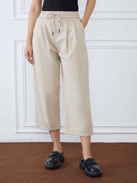 Iconic Women Brown Balloon Fit Solid Trouser