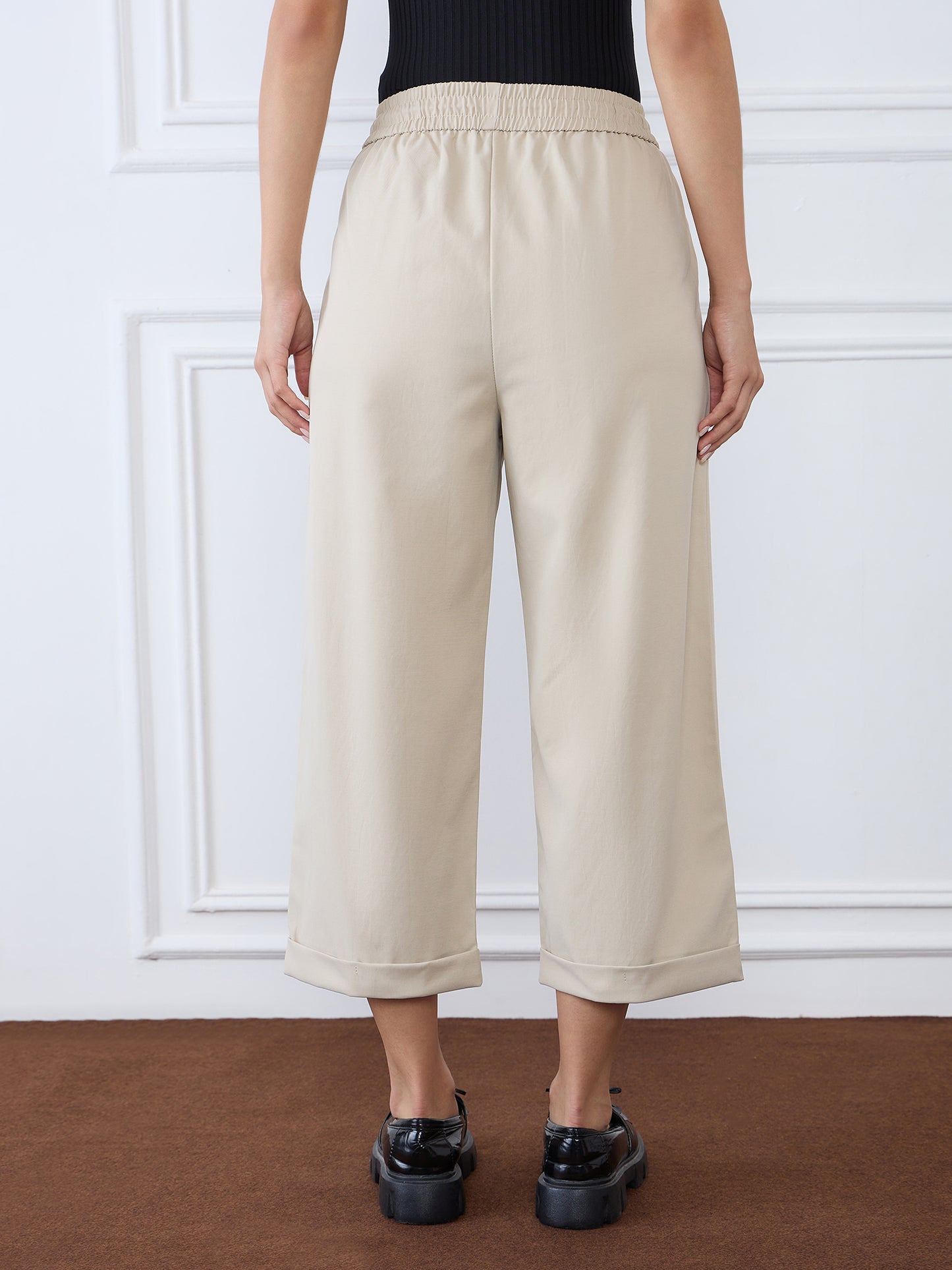 Iconic Women Brown Balloon Fit Solid Trouser